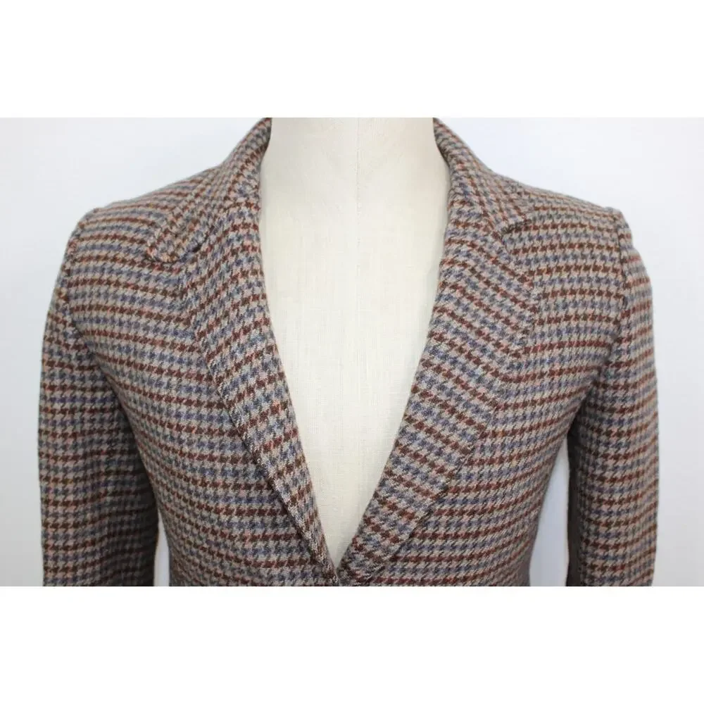 Vintage Pendelton Knockabouts Blazer Brown Plaid Jacket Wool Women's Size 8